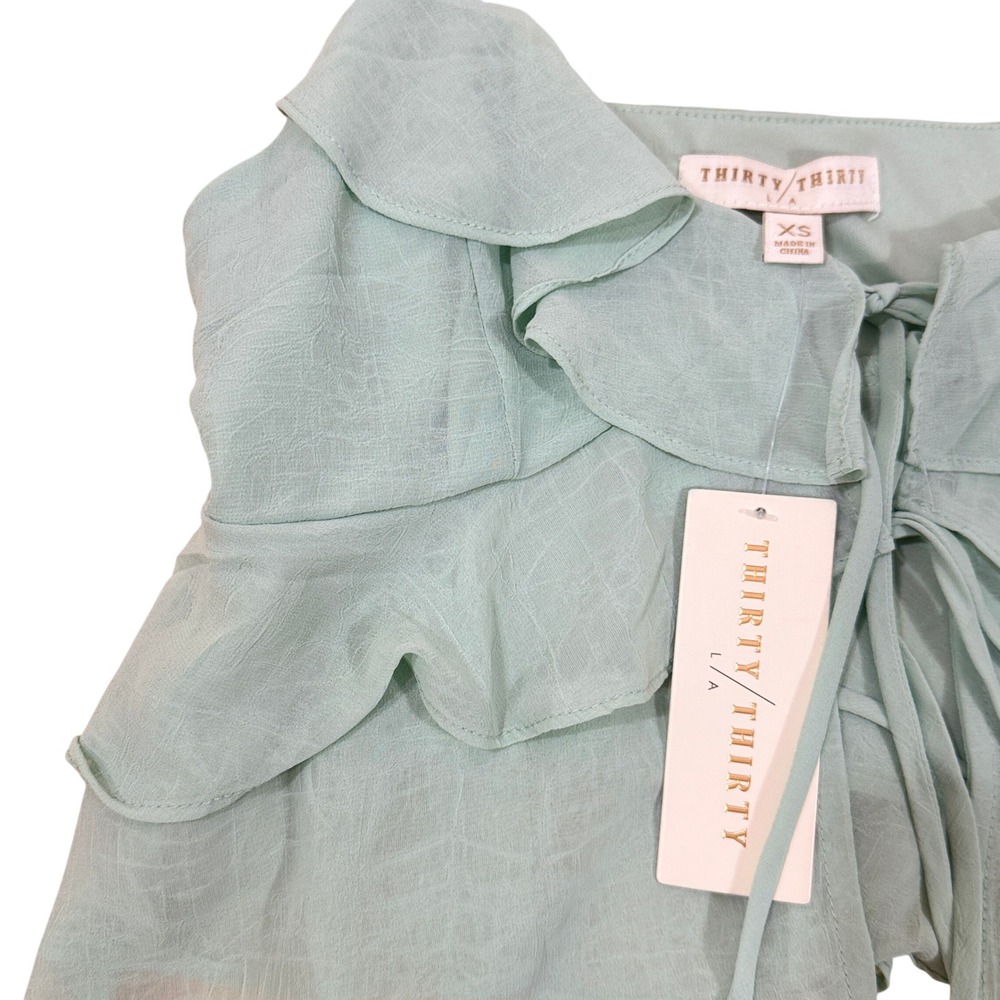 NWT Thirty Thirty LA Women's Sage Green Ruffle Tie-Front Cami Top XS - Picture 4 of 9